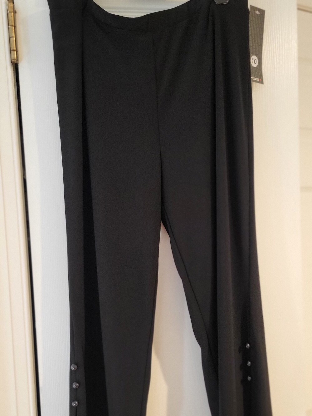 Bali Black Skinny Pull-On Pants with Hem Button Details